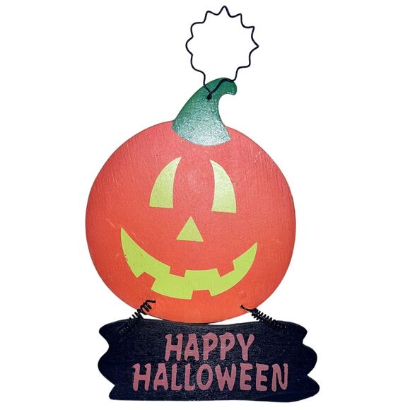 Halloween Jack O’Lantern Wood Hanging Sign Pumpkin Happy Halloween Décor 9x5.5 - Picture 1 of 2